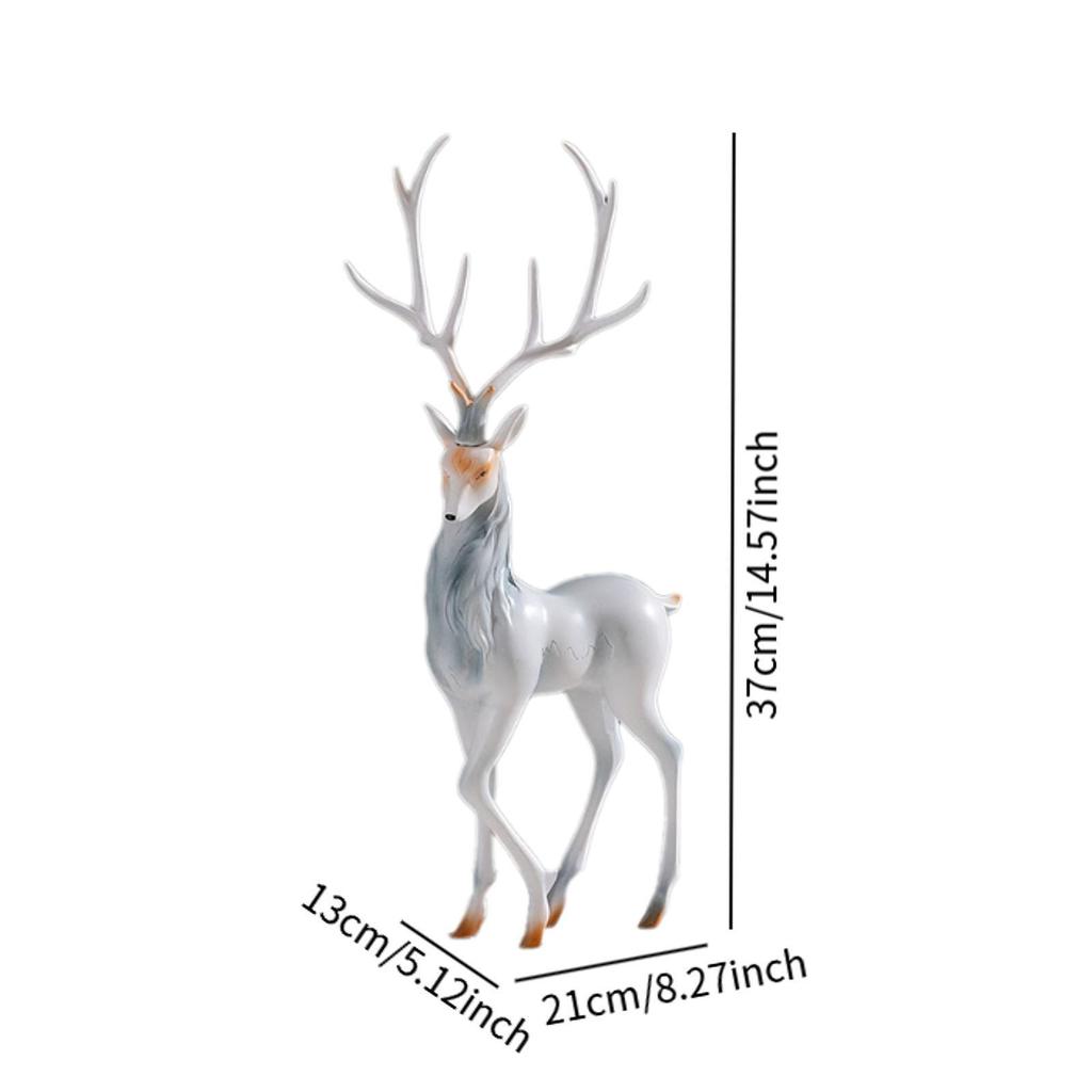 Elk Figurine Modern Resin Collectible Art Crafts Deer Statue Desktop Ornament for Bookshelf Fireplace Living Room Office Shelf