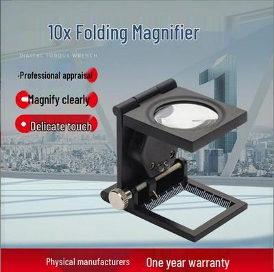 Double LED Optical Glass Metal Magnifier with Black Spray Paint for Racing Pigeon Tri-fold Linen Testing