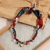 Women Scarf Necklace Convertible Printed Scarf Chocker Necklace Scarf with Flower Faux