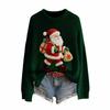 Women's Fashion Christmas Print Pullover Long-Sleeve  Neck Knit Sweater Top
