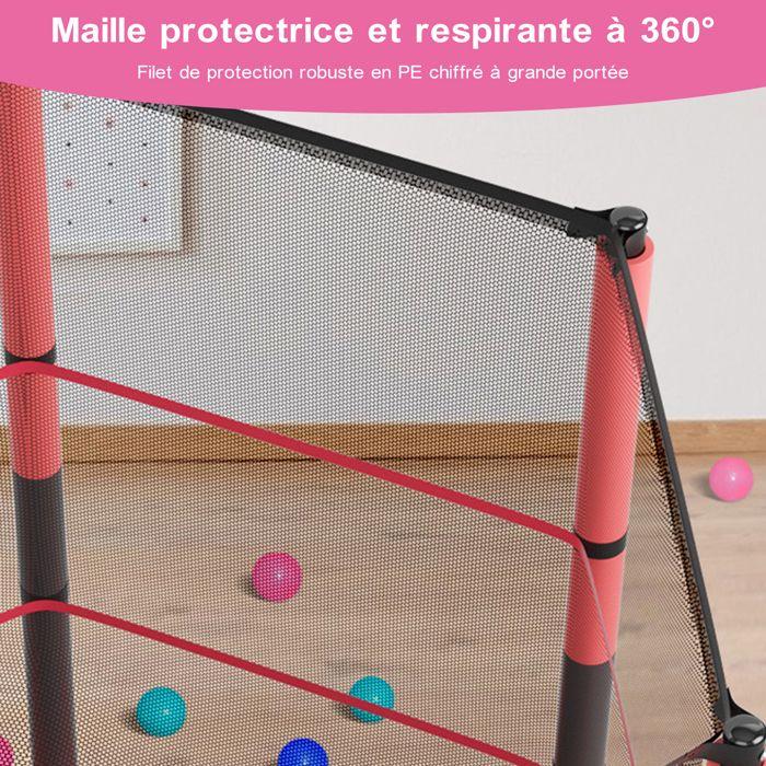 Trampoline enfant et adulte-k ikido-ø 140x160h-trampoline de jardin avec filet de sécurité-ressort-cadre en acier-rouge