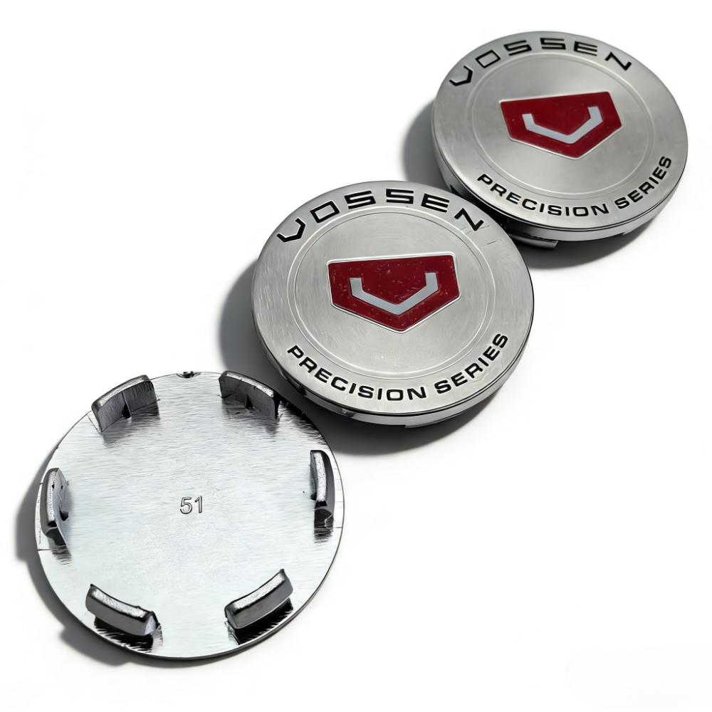 4 Stück VOSSEN Logo Emblem Auto Radnabendeckel Außendurchmesser 51MM Clips 46MM Räder Radkappe Felge Radnabenkappen Staubschutz Ersatz Auto Zubehör