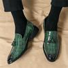 New Pointed Tassel Crocodile Pattern Patent Leather Casual Shoes For Men Designer Formal Wedding Dress Homecoming Footwear