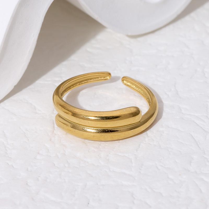 Minimalist Stainless Steel Adjustable Open Ring - Versatile High-End Titanium Jewelry for Women