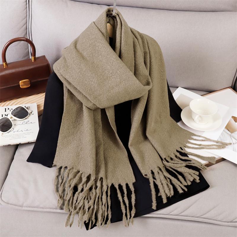 Luxury 2 Colours Cashmere Scarf Women Autumn Winter Shawl Pashmina Handkerchief Lady Pareo Soft Outdoor Windproof Travel Bufanda