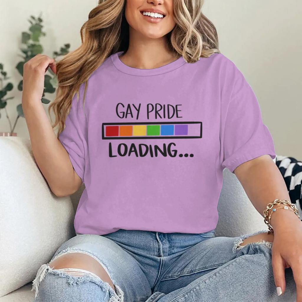 Gay Pride Loading Print T Shirts Casual Summer LGBT Women Men Tshirts Short Sleeve Lesbian Bisexual GAY Streetwear Gifts