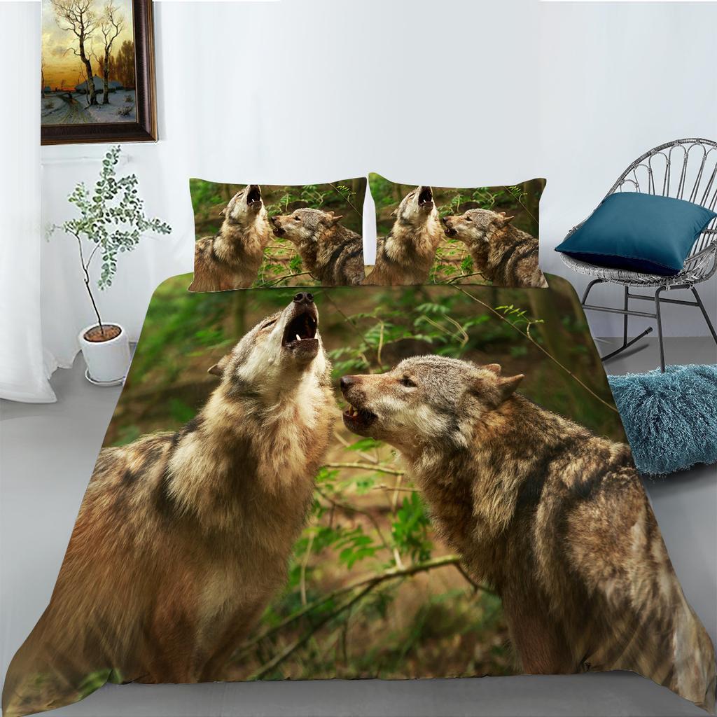 Wishshopify Fashion Wolf Series Polyester Bedding Two-Three-Piece Digital Printing