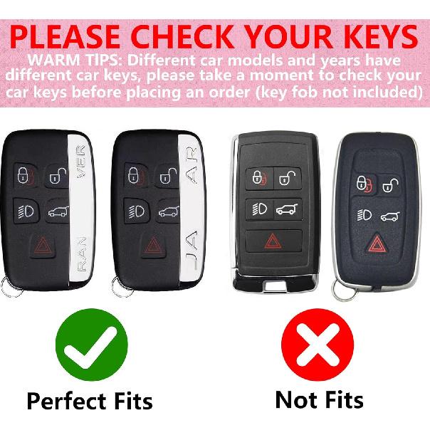 for Land Rover Key Fob Cover with Heart Keychain for Women, Compatible with Range Rover Evoque Sport Velar Land Rover Discovery Jaguar F-Pace F-Type