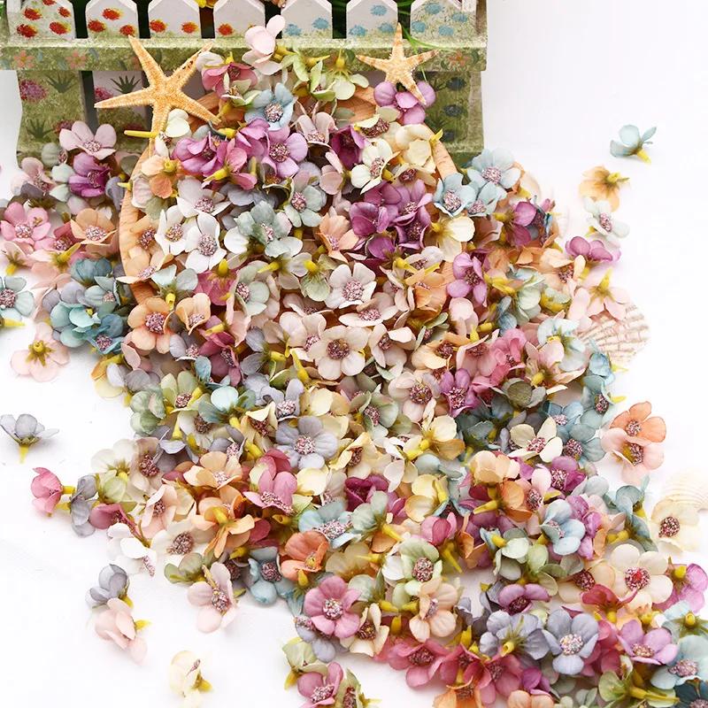 50pcs/bag Artificial Flower Heads 2cm Mini Flower DIY Garland Festival Decoration Wedding Decoration Home Ornament