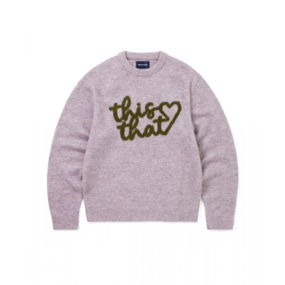 Thisisneverthat Heart Logo Knit Sweater Lavender L