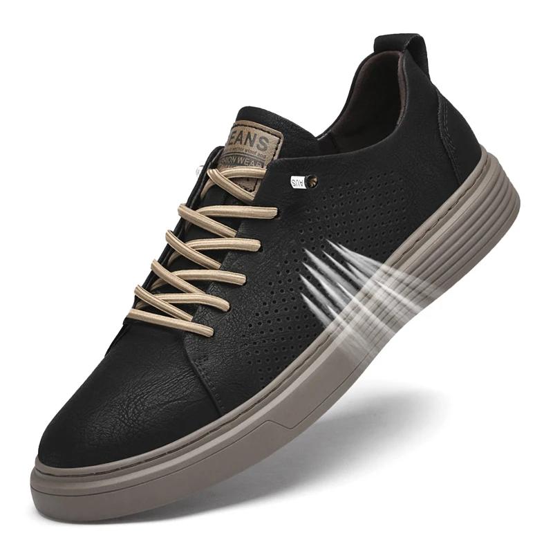Fashion New Genuine Leather Mens Shoes Comfortable Outdoor Sneakers High Quality Skateboard Casual shoes Fashion Sport Male Footwear2024