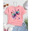 Girls' 3D Butterfly T shirt Tee Short Sleeve Summer Spring Fashion Basic Kids 4-12 Years