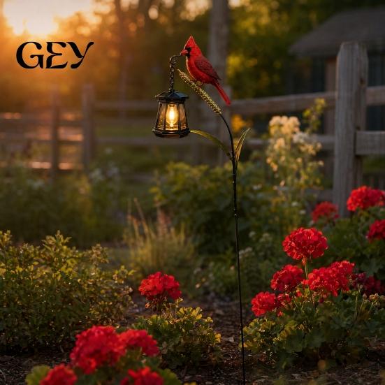 Outdoor Decorative Lanterns Solar Kingfisher Garden Stake Light, Metal Bird Yard Art with Hanging Lantern, Auto-On Automatic Dusk to Dawn Lights