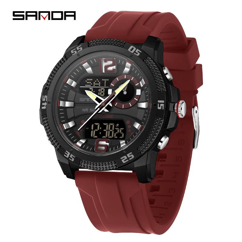 SANDA Outdoor Waterproof Dual Display Multifunction Sports Watch for Students