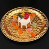European Style Engraving Flower Texture Circle Shape Tray,Metal Teacup Saucer Home Cheese Food Plate,Snack Disc Table Decoration