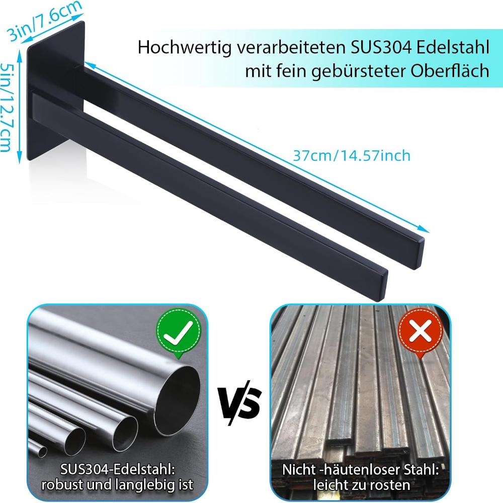 Towel Holder Without Drilling Black Towel Bar Self Adhesive Bathroom Towel Hooks Bathroom Towel Holder Wall Mounting Double Kitchen