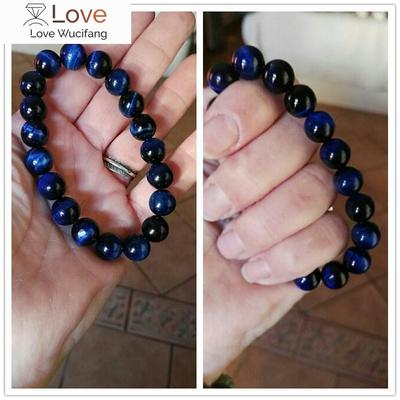 Braccialetti di Buddha con occhio di tigre blu di alta qualità, perline rotonde in pietra naturale, corda elastica, bracciale da uomo e da donna, gioielli con ciondolo a filo
