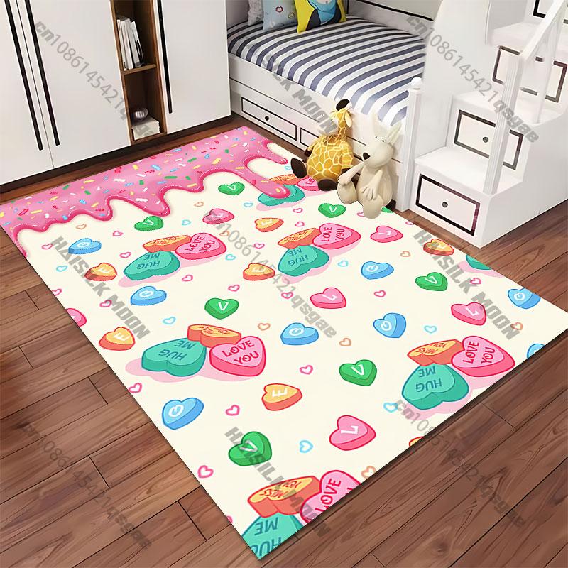 Colorful sweet candy hearts carpet Yoga living room room decor children's crawling mat doormat area rug games mat