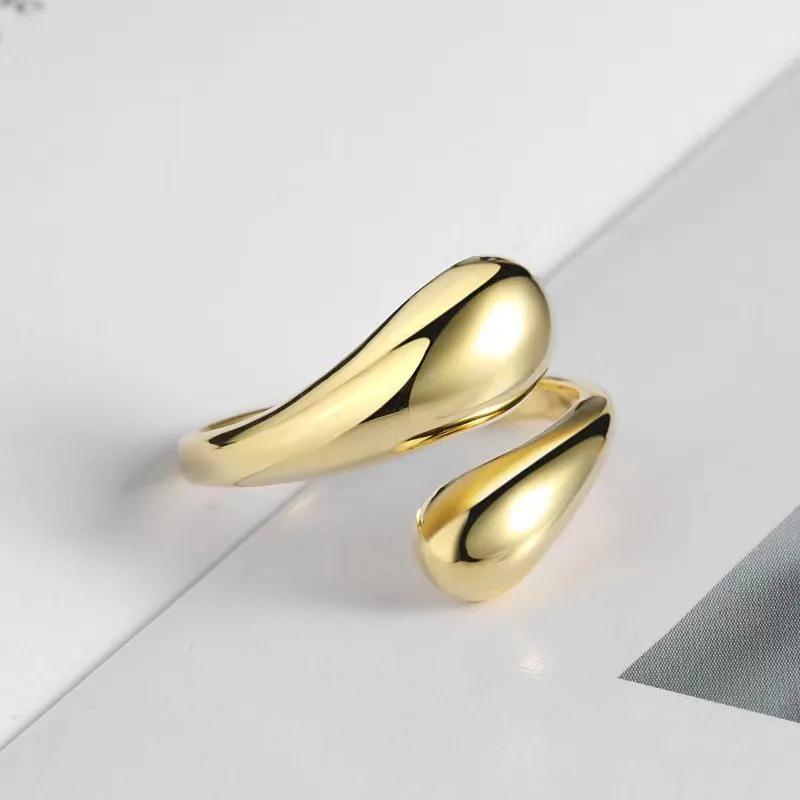 Luxury Open Adjustable Gold Teardrop Ring for Women
