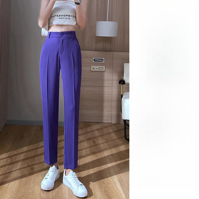 

Драпированные брюки-сигареты из ледяного шелка для женщин, весна и лето, длина девять десятых, черные, маленького размера, длина восемь десятых, повседневные свободные прямые брюки, 5XL фиолетовый