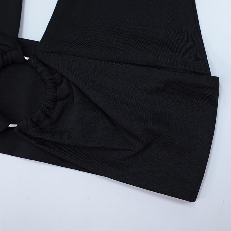 Women Sexy Slim Fit Solid Halter Cropped Cami Top