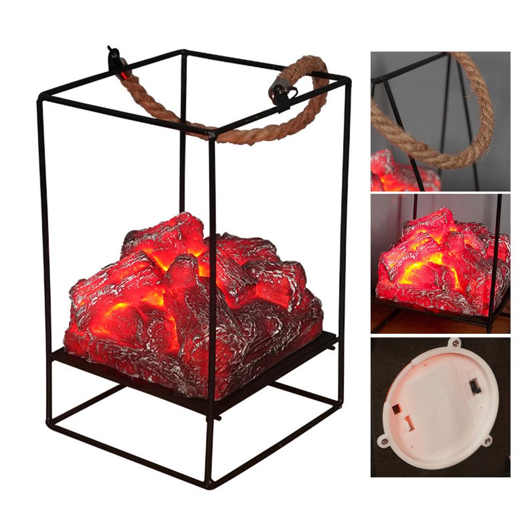 Bonfire Lamp Flameless LED Light Fake Fireplace Lamp Iron Home Decoration for Room Type B 470g /
