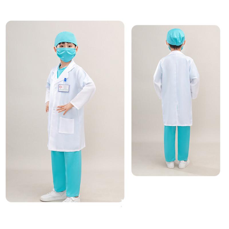 Prevention Suit Epidemic Doctor Surgical Gowns White Coat Kids Halloween Costume