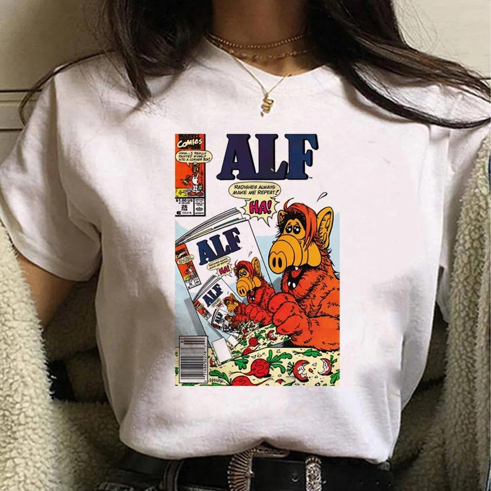 Alf Printed Y2K Tshirt Women 90s Trend New FeUnisex Tee Fashion Cartoon Short Sleeve T Shirt Graphic Top Print Ladies Clothing