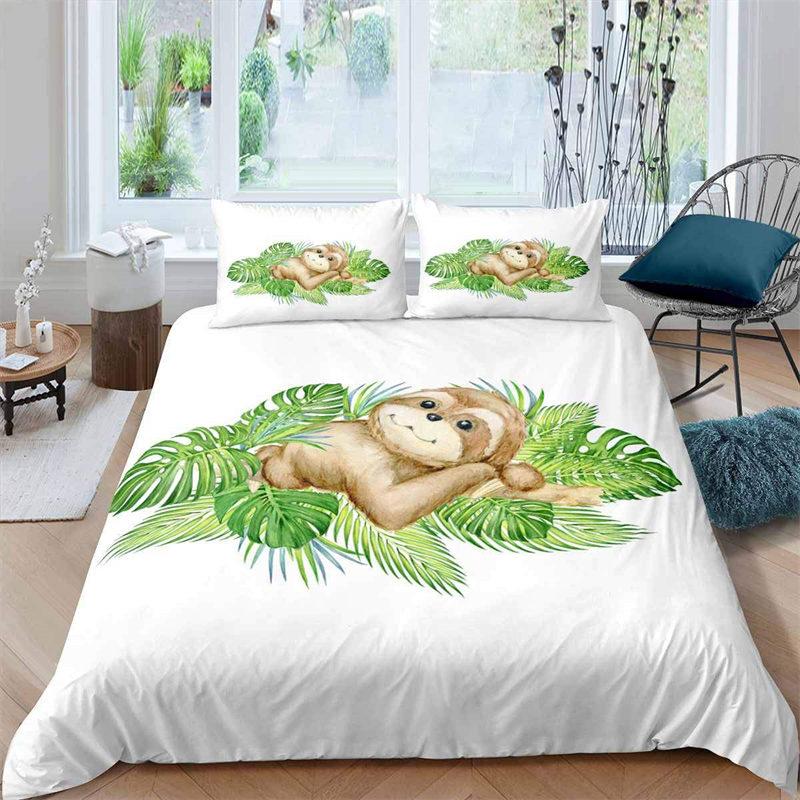

Comforter Kids Monkey Cute Cartoon Animal Bedding Set Lovely Little Monkey Comforter For Boys Girls Child Bedroom Decor Comforter (quilt)-EU Single(135*200cm)3pcs
