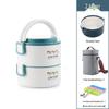 Microwaveable Multi-Layer Ceramic Bento Box: Portable Insulated Container with Compartmentalized Bowls for Office Workers