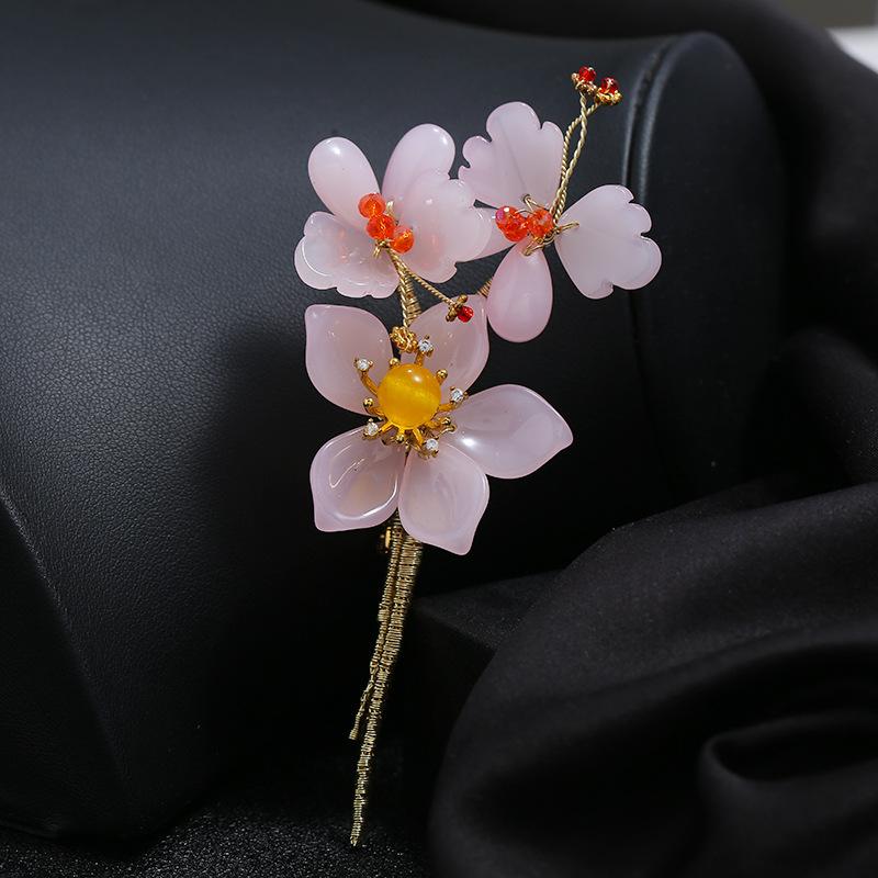 Handmade Glazed Agate Flower Brooch Retro Celebrity Temperament High-end Brooch Pin Antique Elegant Coat Accessories