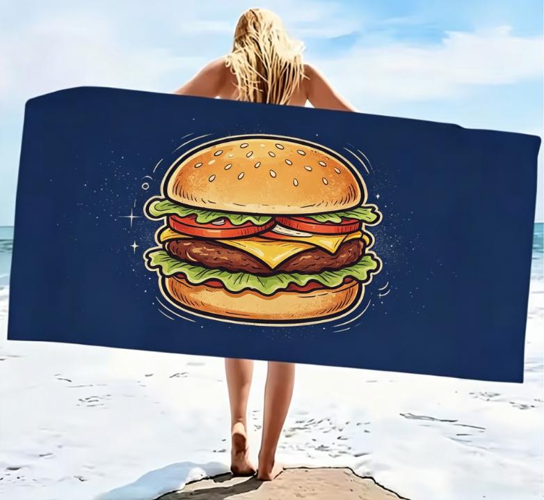 Creative Fried Egg Moon Beach Towel, Microfiber Large Sand Free Quick Dry, Soft Absorbent, for Summer Pool & Beach Bath Towel