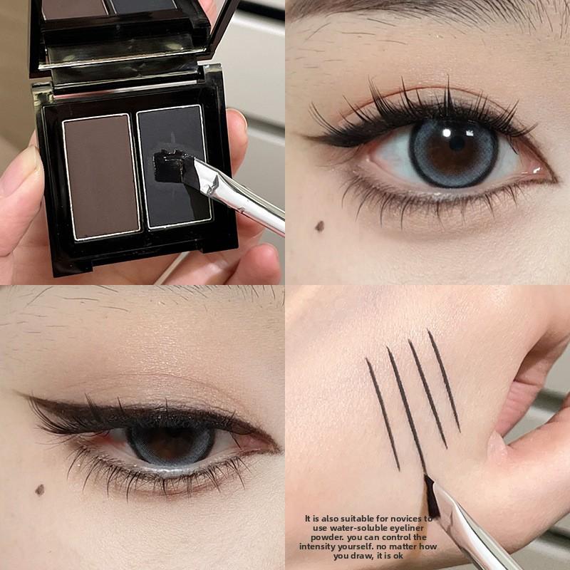 Dual-Color Eyeliner Powder with Matte Finish, Long-Lasting Smudge-Proof, Perfect for Beginners.