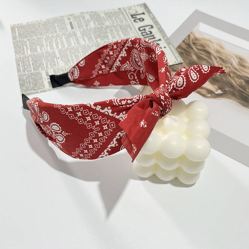 Boho Bow Print Headbands for Women Wide Brimmed Hairbands Vintage Elegant Hair Hoop Cross Knot Headwear Girls Hair Accessories