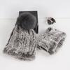 New Fashion Knitted Good Elastic Real Fur Scarf Hat Sets Women Winter Warm Natural Rex Rabbit Fur Scarves Hats Sets