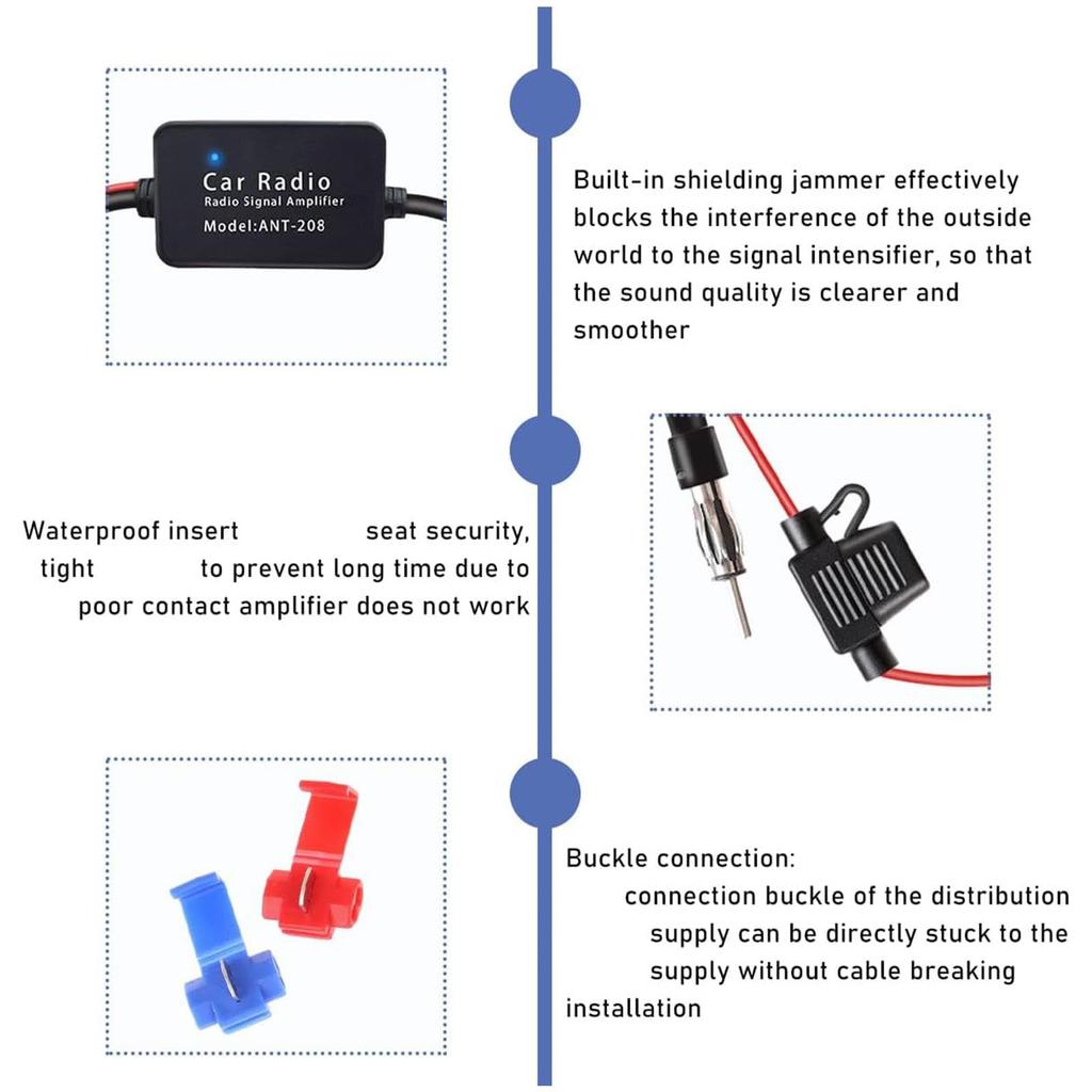 Fm Radio Antenna Booster, Car Antenna Booster, Universal Car Radio Antenna Signal Reception