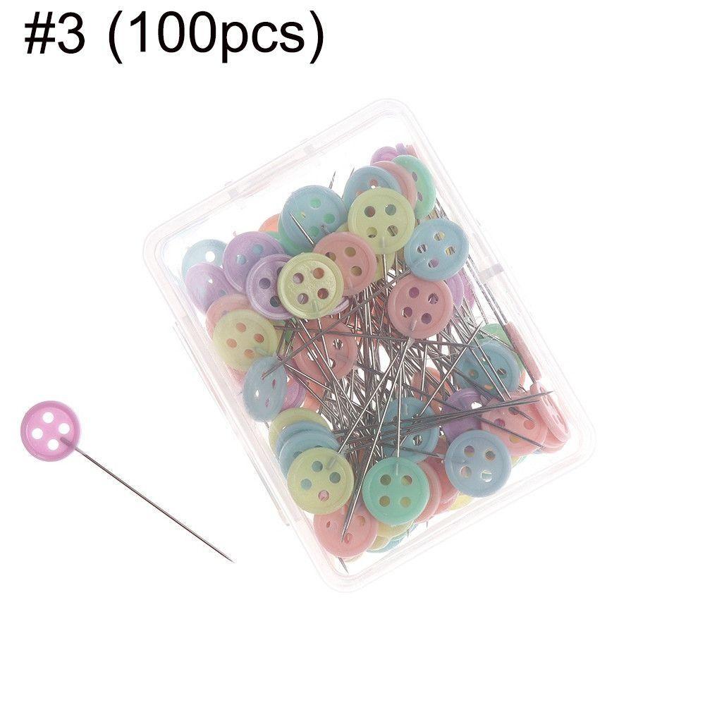 50pcs/100pcs Useful Needles Colorful Head Button Quilting Sewing Pin Patchwork