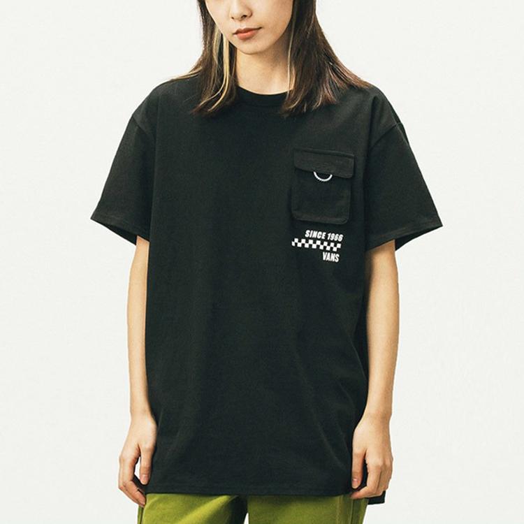Vans 3D Pocket Printed Casual Short Sleeve T-Shirt Women Tops Black VN0A5F1YBLK