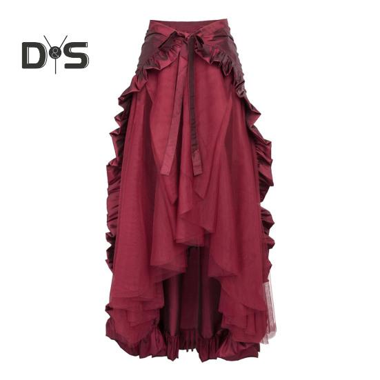 Damen Halloween Rock Cosplay Unregelmäßiger Rüschensaum Schnürung Hohe Taille Mesh Patchwork Steampunk Viktorianisch Performance Rollenspiel Fotografie Tanzen