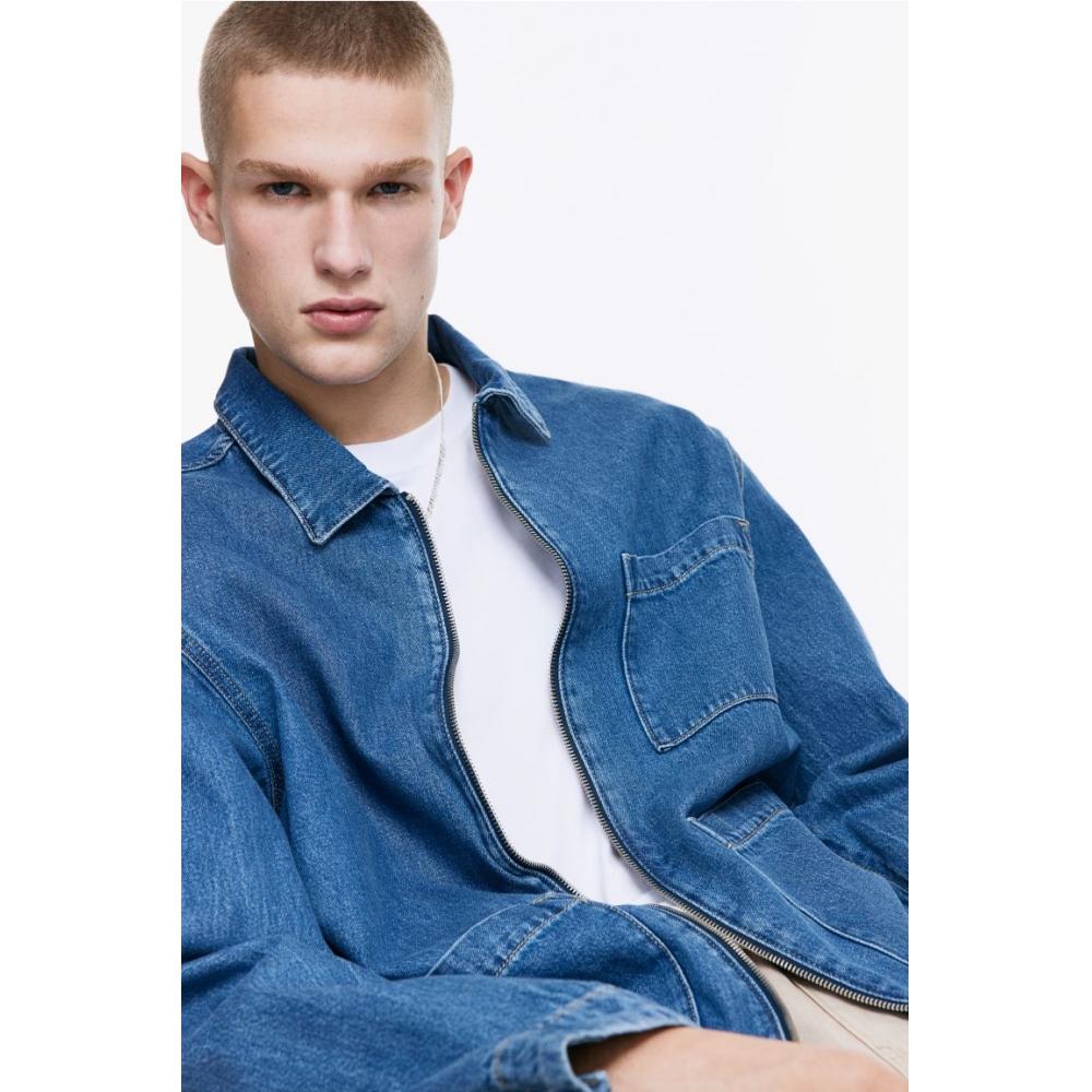 

Джинсовая рубашка стандартного кроя HM, синяя XS