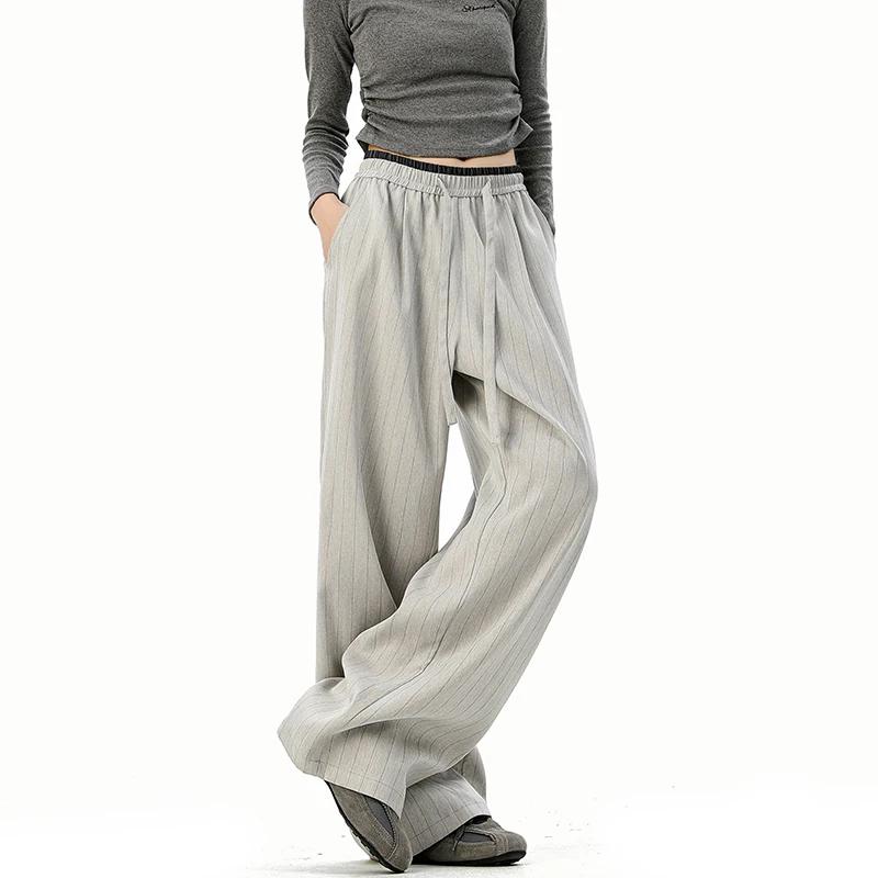 2025 Autumn Korean Style Men Pantalons Men Fashion High Waist Stripe Pants Male Casual Streetwear Straight Trousers S-2Xl