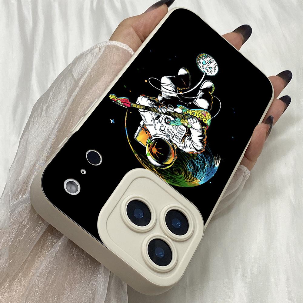 M571 Astronaut and Guitar Angel Eyes Soft Phone Cases for iPhone Samsung Galaxy Xiaomi Rdemi Huawei Honor Infinix Realme OPPO Vivo All Model TPU Case