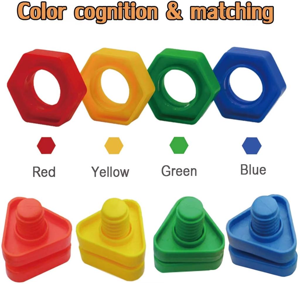 20Pcs Nut Shape Screw Building Blocks Match Puzzle Toys For Children Infant Montessori Shape Color Recognize Educational Toys