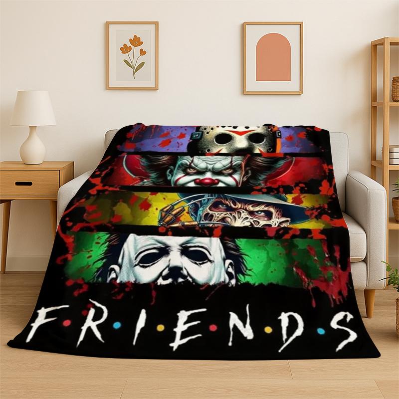 Personaggio Film Horror Chucky S-Scream Cartone Animato Coperta in Flanella Morbida Calda Plaid per Camera da Letto Soggiorno Letto Viaggio Regalo