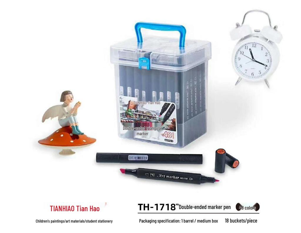 Double-Ended Marker Pen Set: 36/48 Colors, Oil & Alcohol-Based Ink for Hand-Painting.