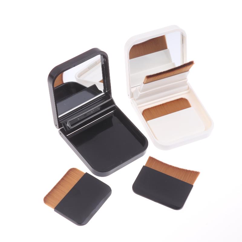 Portable Traceless Soft Flat Foundation Brush Set Ultra-Thin With Built-In Mirror One-Character Design Flawless Base Makeup