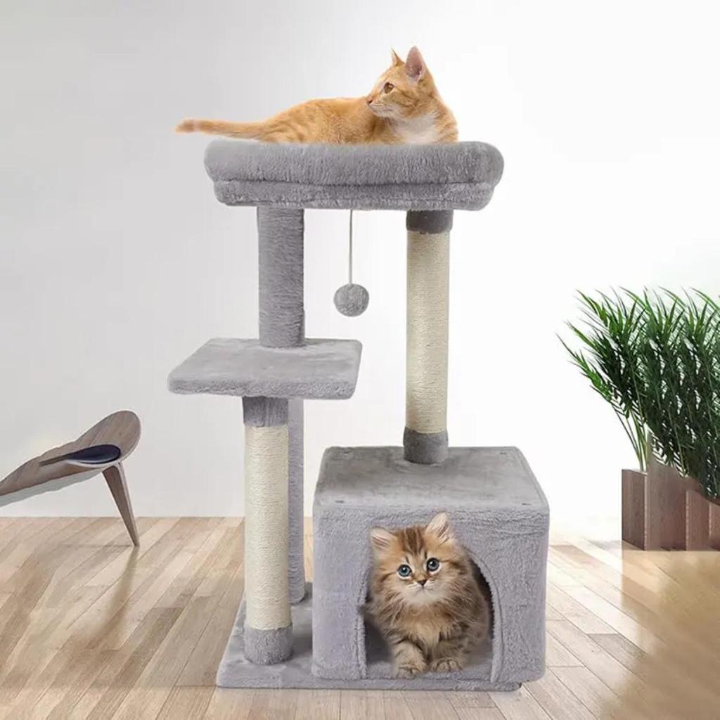 Integrated Cat Tree: Climbing Frame, Scratching Post, Bed, and Jumping Platform – Large Pet Toy