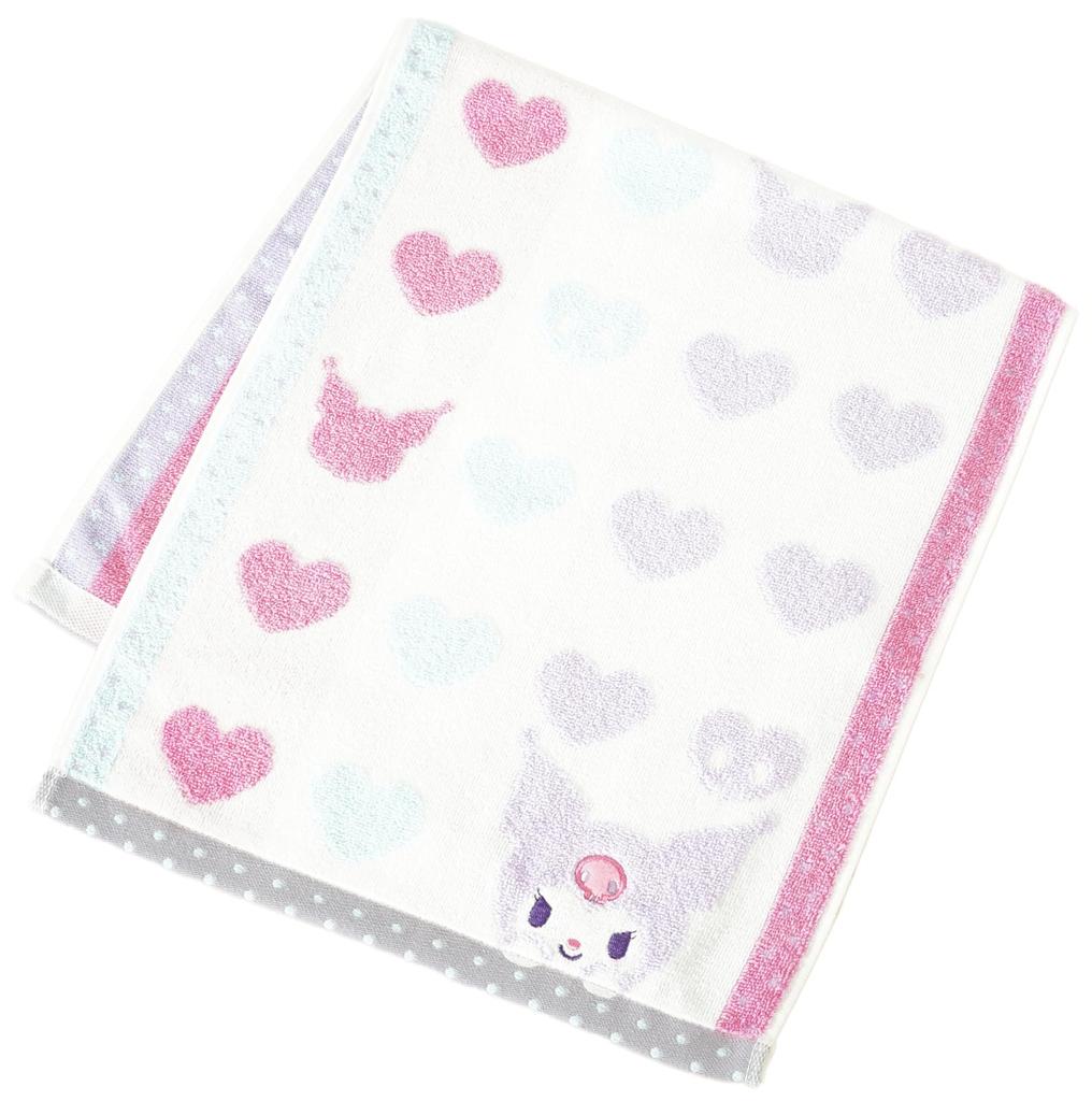 Uchino Sanrio Hyokkori Face Face Towel 34 x 75cm Ivory Kuromi 4812F139 I Approx.