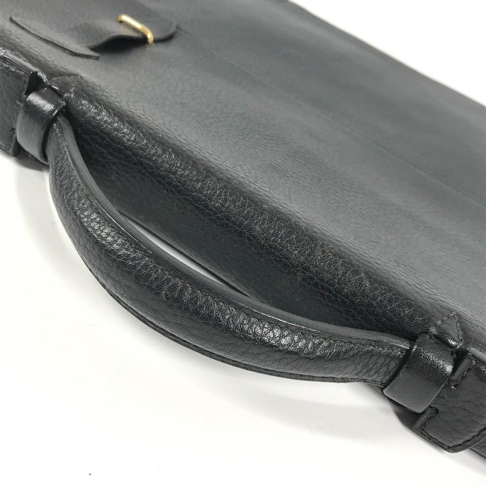 HERMES vintage Serviette Tote Bag Document Handbag Business bag Leather Black