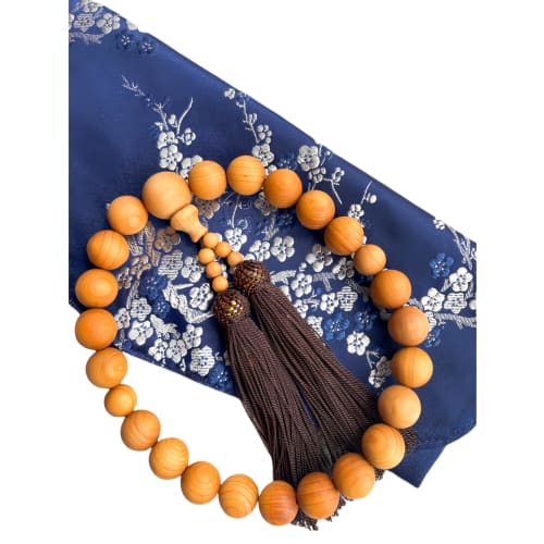 Handmade Men's Prayer Beads by Gaihaku, 15mm Main Beads, Made of Natural Wood, Luster and Fragrance Enhance with Age, Includes Prayer Bead Bag, Perfec